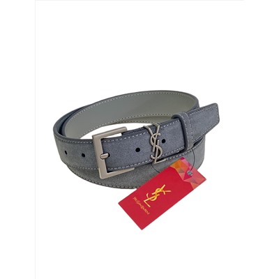 Ремень женский  из натуральной замши, цвет серый