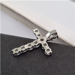 Подвеска на шею крест крупный ювелирная бижутерия, с покрытием посеребрение, вставка: фианит, цвет: прозрачный, арт.215.157