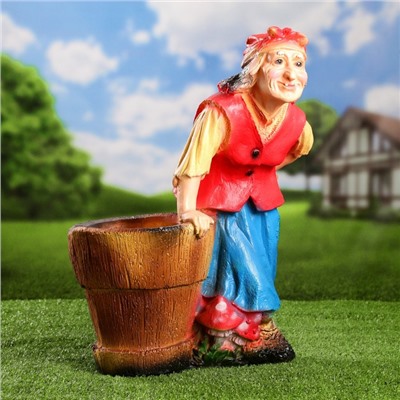 Декоративное кашпо из гипса «Бабка-ёжка», 1.35 л, 24×24×53 см