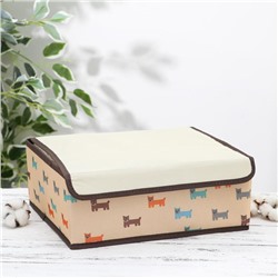 Органайзер для хранения белья с крышкой «Собачки», 13 отделений, 32.5×24×12 см, цвет бежевый