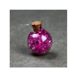 Гирлянда «Нить» 1.6 м с насадками «Фиолетовые шарики», IP20, серебристая нить, 15 LED, батарейки ААх2 (нет в комплекте), свечение белое