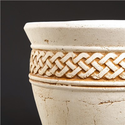 Горшок для цветов «Ламия», 15 л, d=34 см, h=33 см, керамика, с поддоном, бежевый