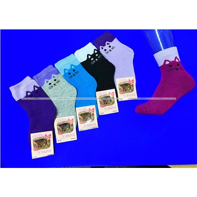 Лариса носки детские на девочку КОШКА внутри махра арт. ВА 51