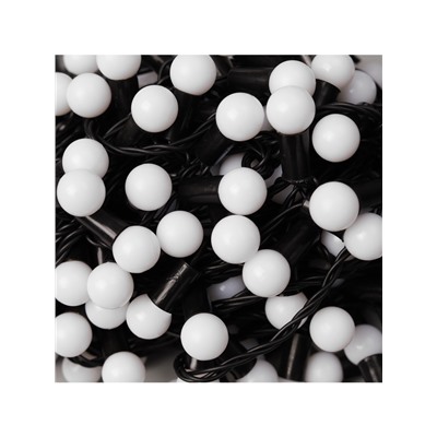 Гирлянда «Нить» 20 м с насадками «Шарики 1.5 см», IP44, тёмная нить, 200 LED, свечение бело-синее, мигание, 220 В