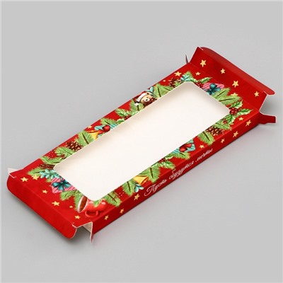 Коробка под шоколад новогодняя с окном «Верь в Чудеса», 17×8×1.4 см