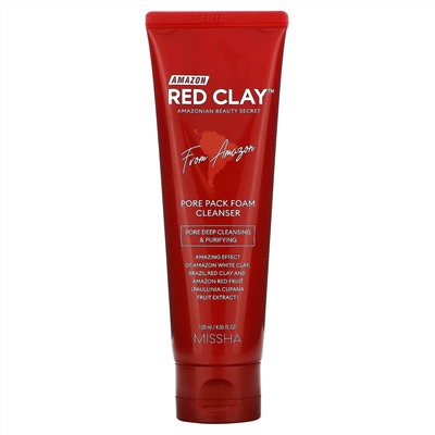 Missha, Amazon Red Clay, Pore Pack Foam Cleanser, 4.05 fl oz (120 ml)