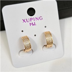 Серьги кольца дорожка коллекция "Xuping" покрытие позолота, вставка: фианиты, Х000985356, арт.101.088