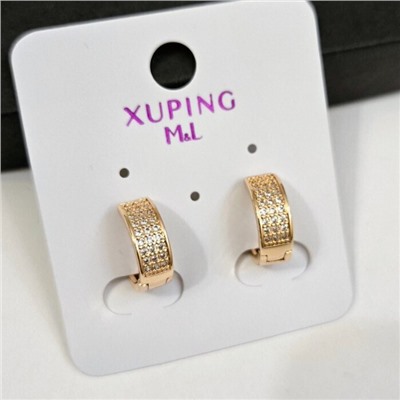 Серьги кольца дорожка коллекция "Xuping" покрытие позолота, вставка: фианиты, Х000985356, арт.101.088