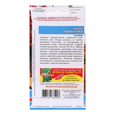 Семена Тыква "Романтика - крупноплодная", 6 шт