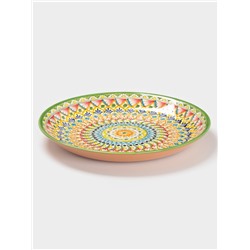 Ляган узбекский Риштанская керамика «Узоры», d=36 см, зелёный