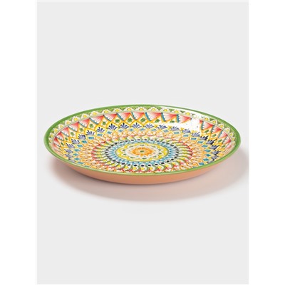 Ляган узбекский Риштанская керамика «Узоры», d=36 см, зелёный