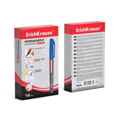 Маркер перманентный 1.0мм 37074 P-70 синий ErichKrause