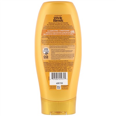 Garnier, Whole Blends, кондиционер для придания блеска, «Экстракты масел камелии и марокканской арганы», 370 мл