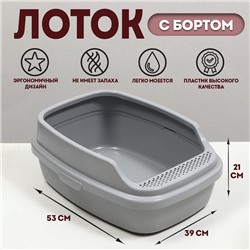 Туалет Айша M с бортом 53×39×21 см серый FIX