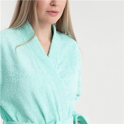 Халат махровый Экономь и Я женский, размер 46-48 цвет нежно-бирюзовый, 100% хлопок, 320 г/м²