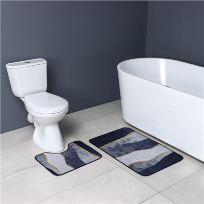 Коврики для ванной и туалета Доляна «Вега», 2 шт.: 50×80 см, 50×40 см