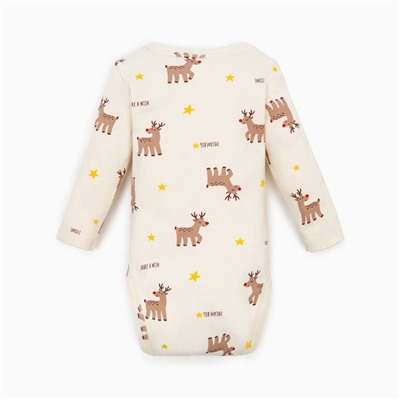 Боди детское «Крошка Я» Mery Xmas, рост 80-86 см, бежевое