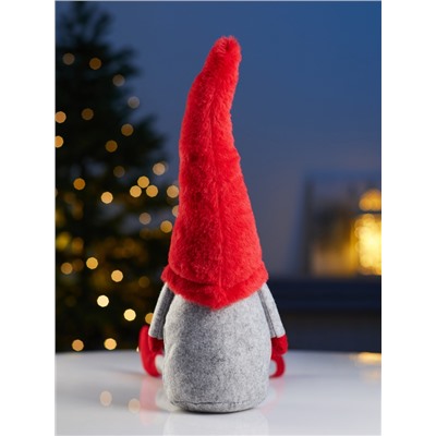 Фигура текстиль «Гномик в красной шапке» 60 см, 1 LED, от батареек LR1130×3, свечение тёплое белое