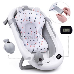 Набор для купания (ванночка цвет: белый/серый, матрасик цвет: звёзды на белом, ковш)