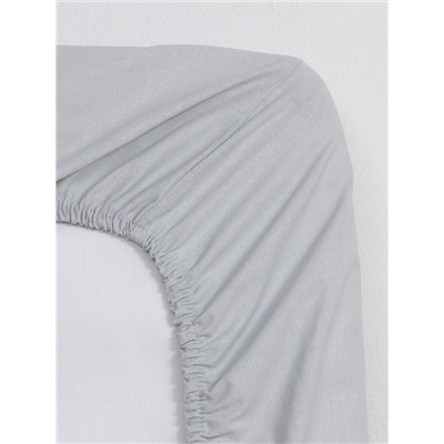 Простыня на резинке 1.5-спальная «Этель», 140×200+25 см, серая, поплин