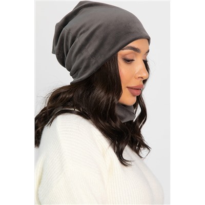 Комплект шапка шестиклинка и снуд (серая) ШШС7-23М