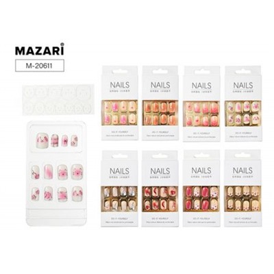 Ногти накладные, 12 шт ассорти 8 диз. блист.коробка M-20611 Mazari
