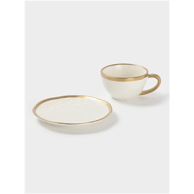 Чайная пара Magistro Poursephona, чашка 250 мл, блюдце d=16 см, фарфор, белая