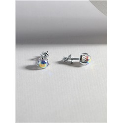 Серьги-пусеты из серебра с кристаллами Swarovski Северное сияние родированные 925 пробы 0057с-001AB