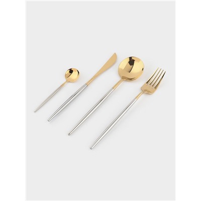 Набор столовых приборов Magistro «Фолк», 4 предмета, нержавеющая сталь, цвет металла золотой, серебряный ручки