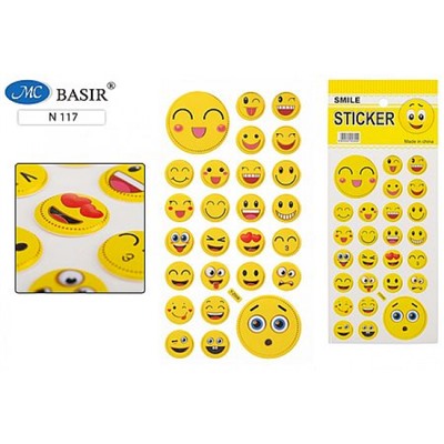 Наклейки объемные 95х240мм 1 лист "СМАЙЛЫ" N-117 Basir