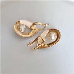 Серьги ювелирная бижутерия коллекция "Дубай" покрытие: позолота, вставка: жемчуг, 51007, арт.216.103