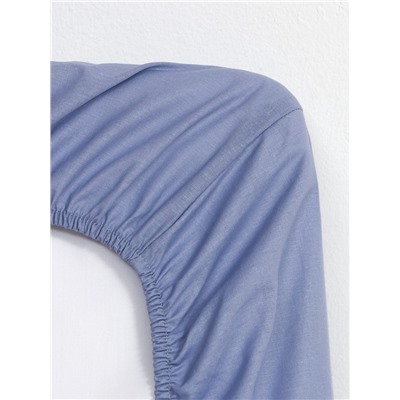 Простыня на резинке 1.5-спальная «Этель», 160×200+25 голубая, поплин