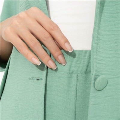 Брючный костюм из лёгкой ткани, Стиль по-французски (green, 2 в 1)