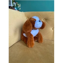 Мягкая игрушка собака в ошейнике 40 см, коричневая