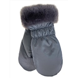 Зимние женские варежки с подкладом из искусственного меха, цвет серый