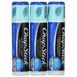 Chapstick, 2-In-1 Lip Care Skin Protectant, SPF 15, Cool Mint, 3 Sticks, 0.15 oz (4 g) Each