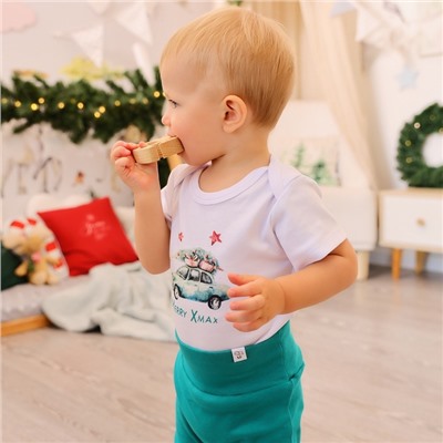 Боди детское MINAKU New Year's cars, рост 80-86 см, белое