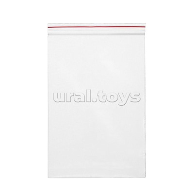Пакет упаковочный с замком Zip Lock 80x100 мм, ПНД, 35 мкм, прозрачный, с красной полосой на zip-застежке, 100 шт в упаковке