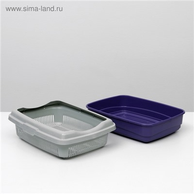 Лоток большой с сеткой и бортиком Atlantis «Стандарт», 43×33×12.5 см, фиолетовый