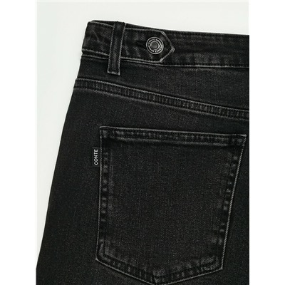Актуальная коллекция CONTE CON-797 Чёрные джинсы straight с декоративными патами