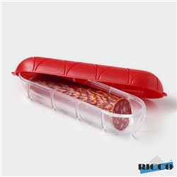 Контейнер для хранения колбасы, пластик, 25.8×7×7 см, красный