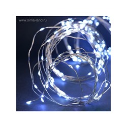 Гирлянда «Занавес» 2.8×3 м роса на крючках, с пультом, IP20, серебристая нить, 300 LED, свечение белое, 8 режимов, USB