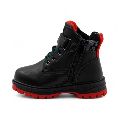 Ботинки на меху 1831-1-2 черно красные