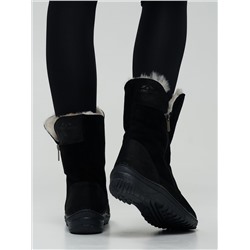 Полусапоги женские чёрные крейзи с замком на литой подошве