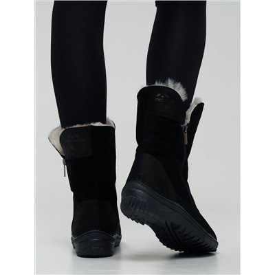 Полусапоги женские чёрные крейзи с замком на литой подошве