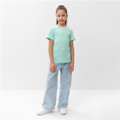 Футболка детская MINAKU: Basic Line, рост 128 см, бирюзовая