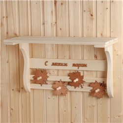 Полка - вешалка «Листопад. С лёгким паром», 58×38×25 см, деревянная, 4 крючка, «Добропаровъ»
