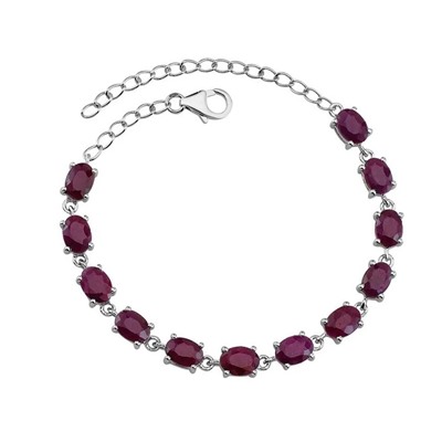 Браслет из серебра рубин, Миндаль