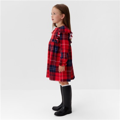 Платье детское с рюшами KAFTAN «Клетка» размер 30 (98-104 см)