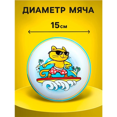 Мяч резиновый, диаметр 15 см, МИКС